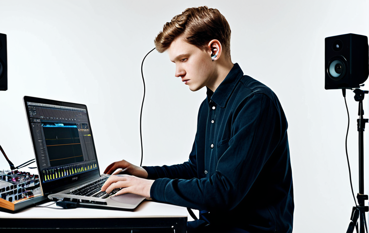 **
"A young artist, fully clothed in professional attire, working on a sound art installation, using Ableton Live software on a laptop, surrounded by various microphones and audio equipment in a well-lit studio, appropriate content, safe for work, perfect anatomy, natural proportions, high quality, professional setting, modest."
**