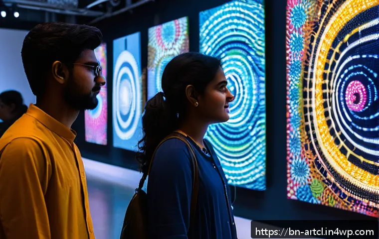 사운드 아트 프로젝트의 참여형 경험 설계 - A vibrant interactive sound art installation set in a modern gallery space, featuring a diverse grou...