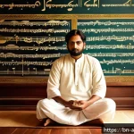 Home 23 사운드 아트와 심리적 공간의 관계 - A serene, contemplative Bengali poet sitting cross-legged in a traditional room filled with warm sun...